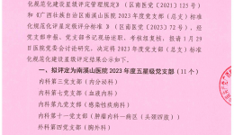 关于广西壮族自治区南溪山医院2023年度星级党支部拟评定结果的公示